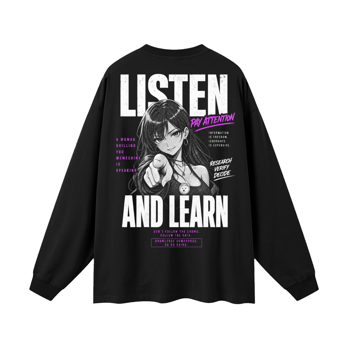 Listen & Learn - Oversized Unisex Long Sleeve T-Shirt