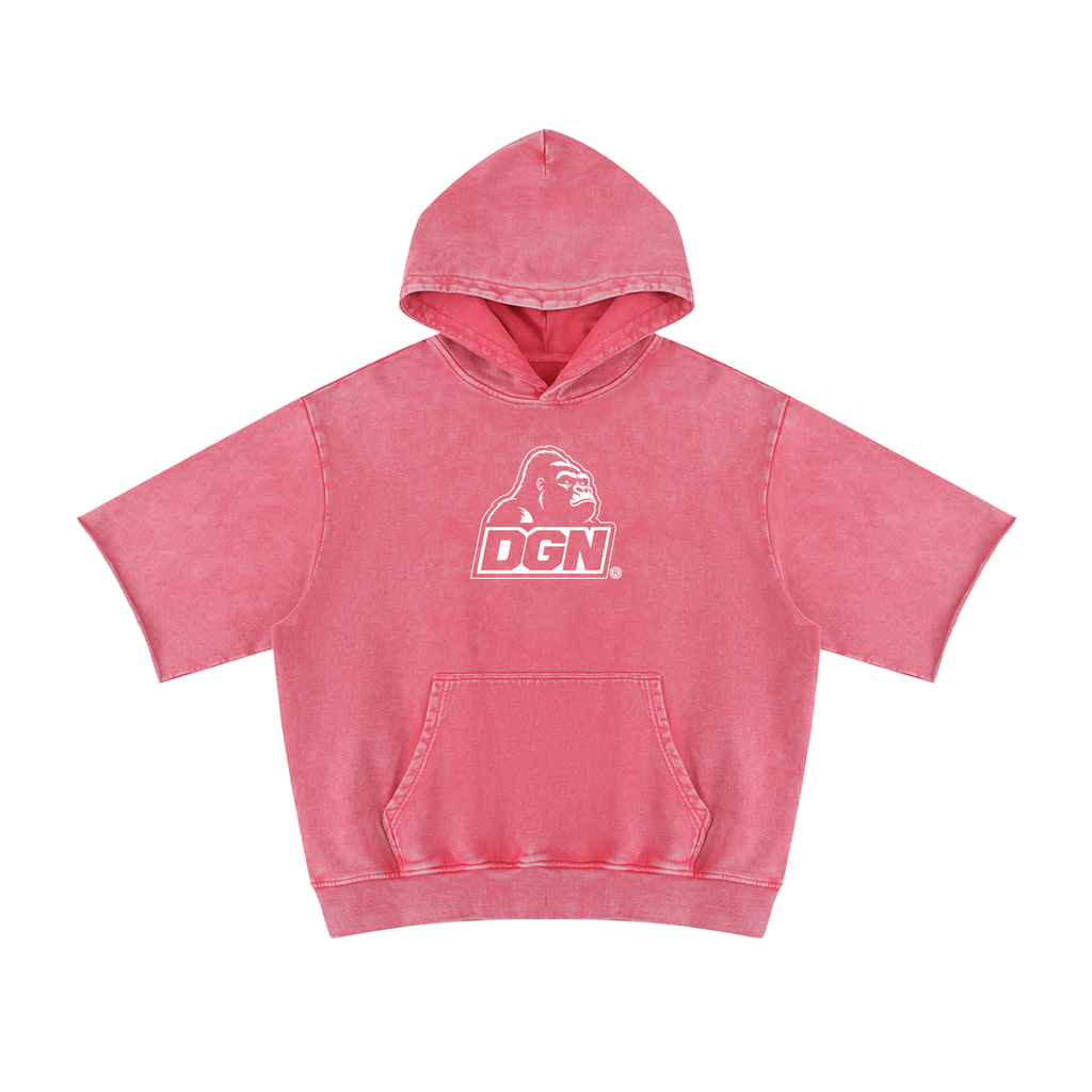 Unisex Mineral Wash Short Sleeve Hoodie