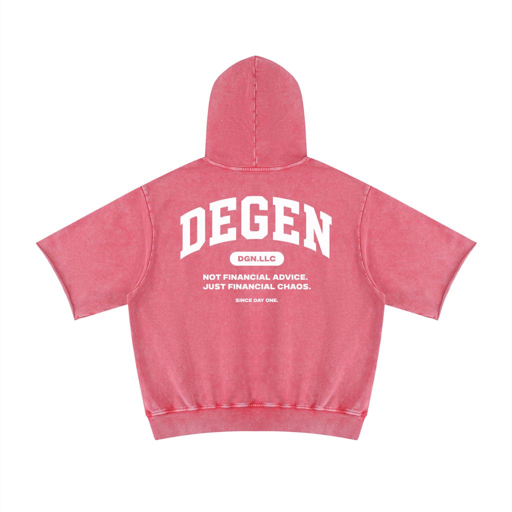 Unisex Mineral Wash Short Sleeve Hoodie